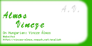almos vincze business card