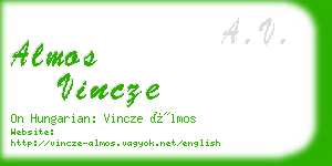 almos vincze business card